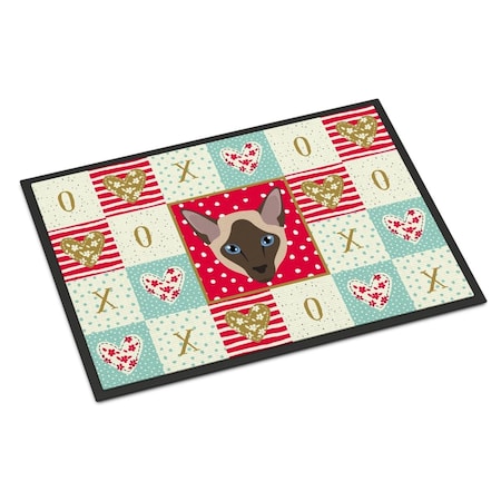 Carolines Treasures 18 x 27 in. Siamese Modern Cat Love Indoor or Outdoor Mat CK5162MAT